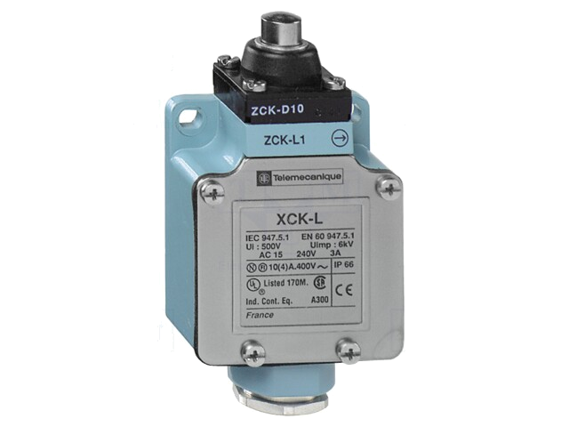 Eindschakelaar; pin Ø10mm; NO + NC; 10A; max.250VAC; max.250VDC Eindschakelaar; pin Ø10mm; NO + NC; 10A; max.250VAC; max.250VDC